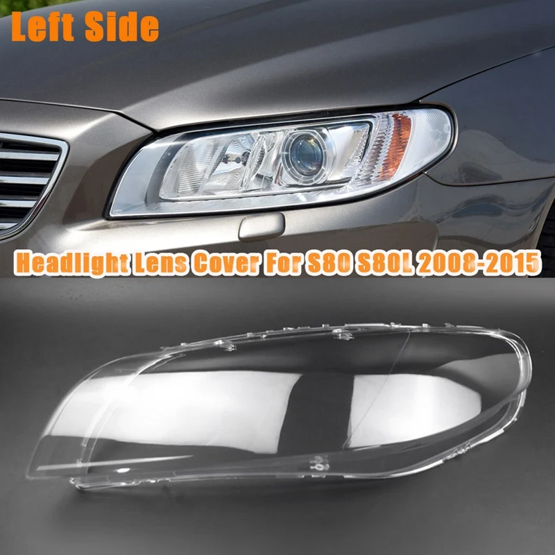 Left+Right for Volvo S80 S80L 2008-2015 Car Headlight Lens Cover Front Head Light Lamp Lampshade Lamp Shell Cover Clear