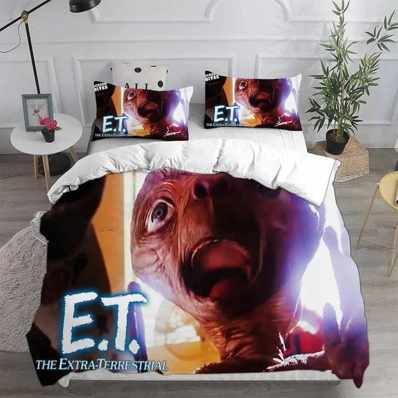 E.T. the Extra-Terrestrial Bedding Sets Comforter Quilt Bed Cover Duvet Cover Pillow Case 2-3 Pieces Sets Kids Adult Size