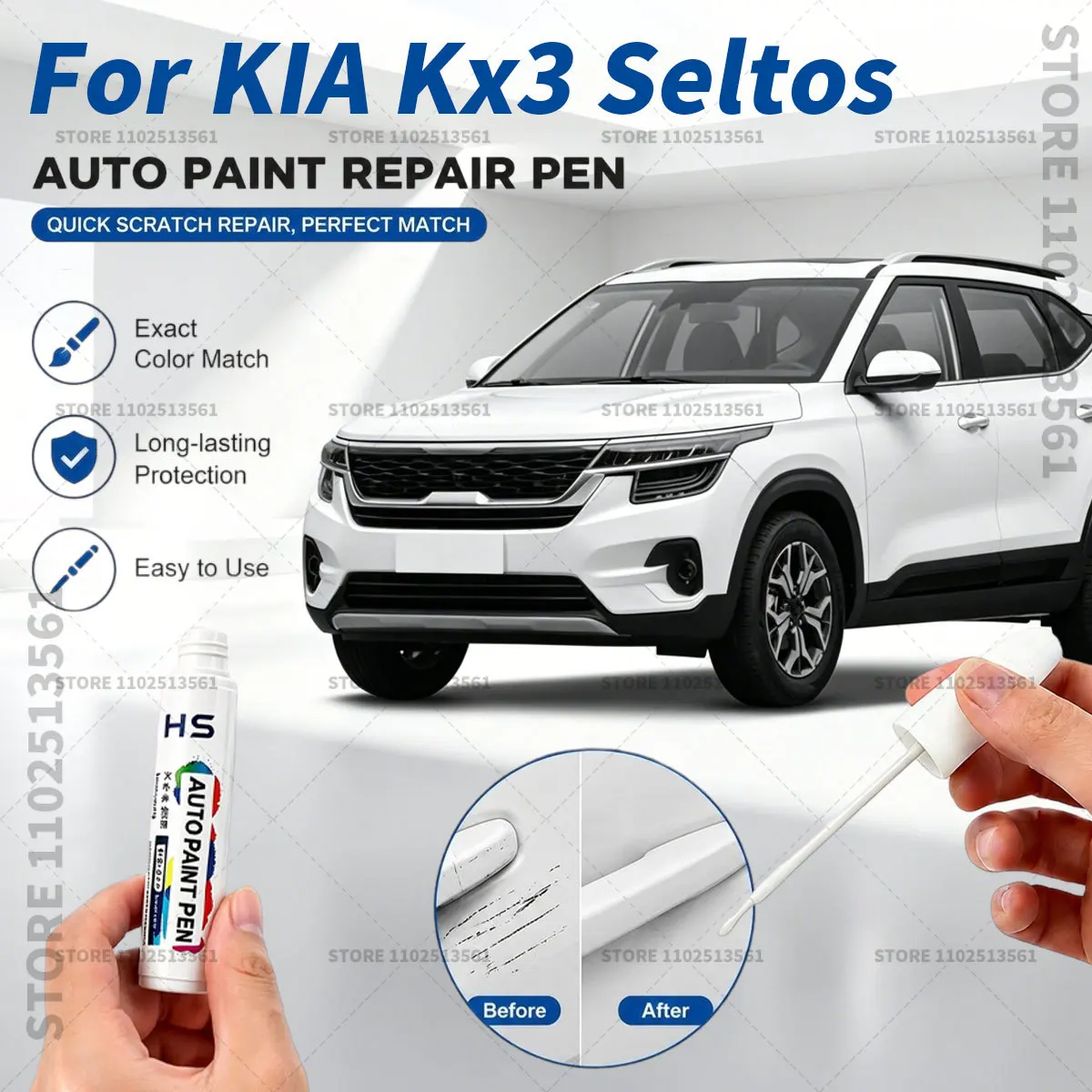 

Car Paint Repair Pen Touch Up Paint Brush Scratch Remover for Deep Scratches and Marks For KIA Kx3 Seltos Black White Yellow