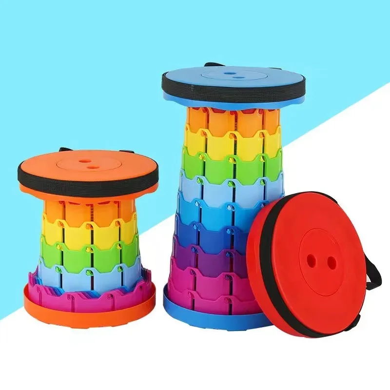 

Adjustable Rainbow Telescopic Folding Stool Portable Outdoor Furniture for Hotels and Train/Fishing Use