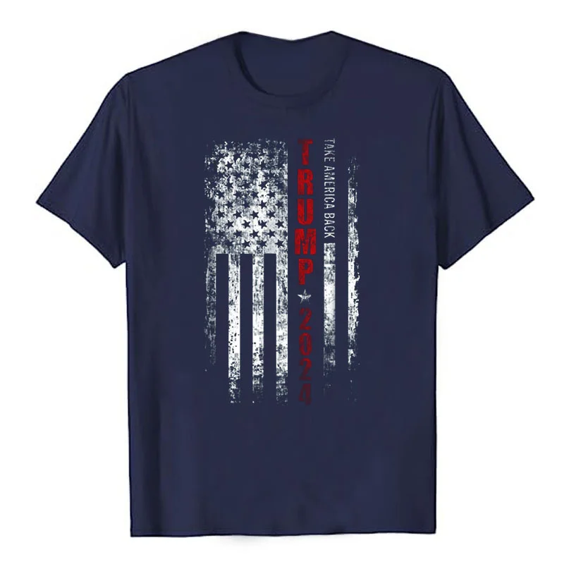 Graphic Tee Campaign Tops Donald Trump 2024 Take America Back American US Flag Patriotic T-Shirt Pro Trump Support Fans Election