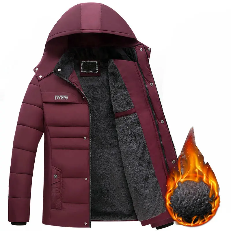 

Fleece Man's Jackets Outwear Nice Winter Jacket Men Thicken Warm Men Parkas Hooded Coat Zipper Overcoat Male Hat Detachable