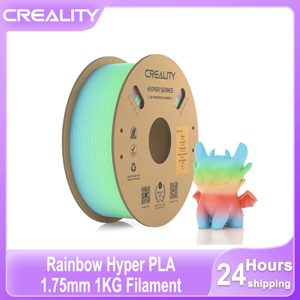 

Creality Hyper PLA Rainbow Filament 1.75mm 1KG Multi-color Gradient High Speed Printing Materials for FDM Pritners
