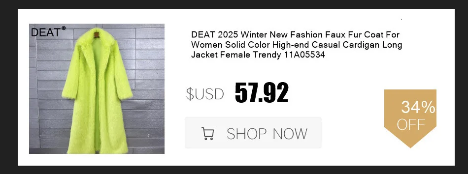 DEAT 2026 Winter Thick Leopard Print Faux Fox Fur Coat For Women Contrast Color High Quality Suit Collar Overcoat 11A06743