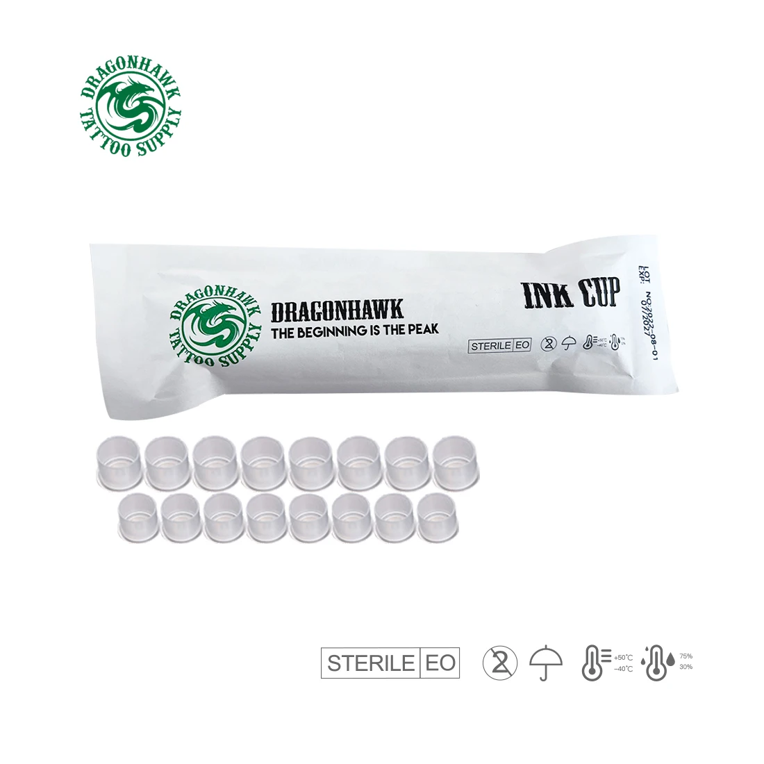 

10 Bags Dragonhawk Noir Plastic Tattoo Ink Cups Disposable Microblading M L Permanent Makeup Pigment Clear Holder Container Cap