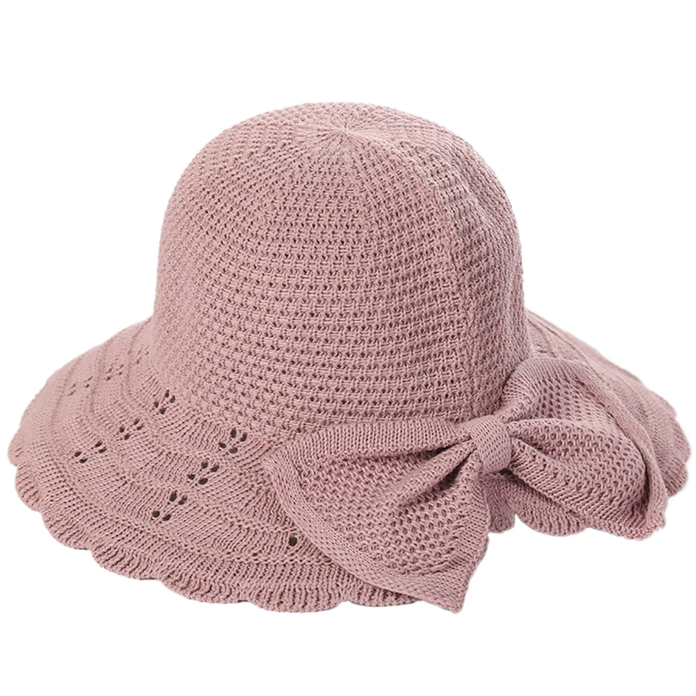 

Fashion Dome Sun Block Knitted Hat For Women Girls Uv Protection Lightweight Beach Seaside Vacation Headwear Spring Summer