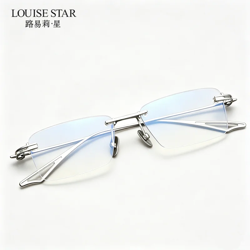 Non spherical resin MR-8 prescription glasses frameless pure titanium business progressive myopia for men and women