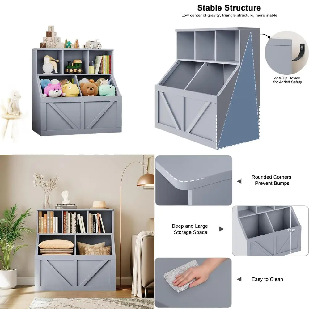 

Children's Toy and Book Storage Cabinet, Playroom Organizer with Shelves for Bedroom, Nursery, Classroom, and Daycare