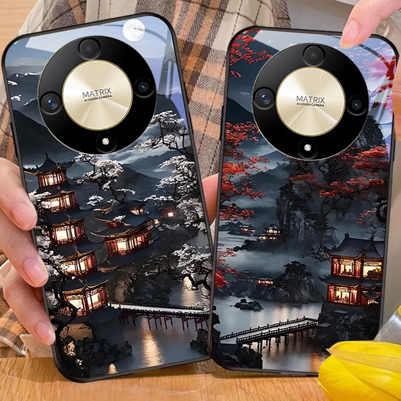 Old style building For Honor Magic 6 50 70 90 Lite X7b 200 Pro nova 10 Nova 5T X6 P30 Pura 70 Ultra tempered glass phone case