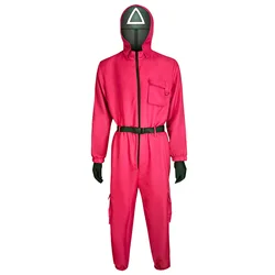 Red Calamari Game Jumpsuit Cosplay Party Tracksuit Outfits Props Role Play Classic Costume From Korean Tv No Mask Caretaker Set