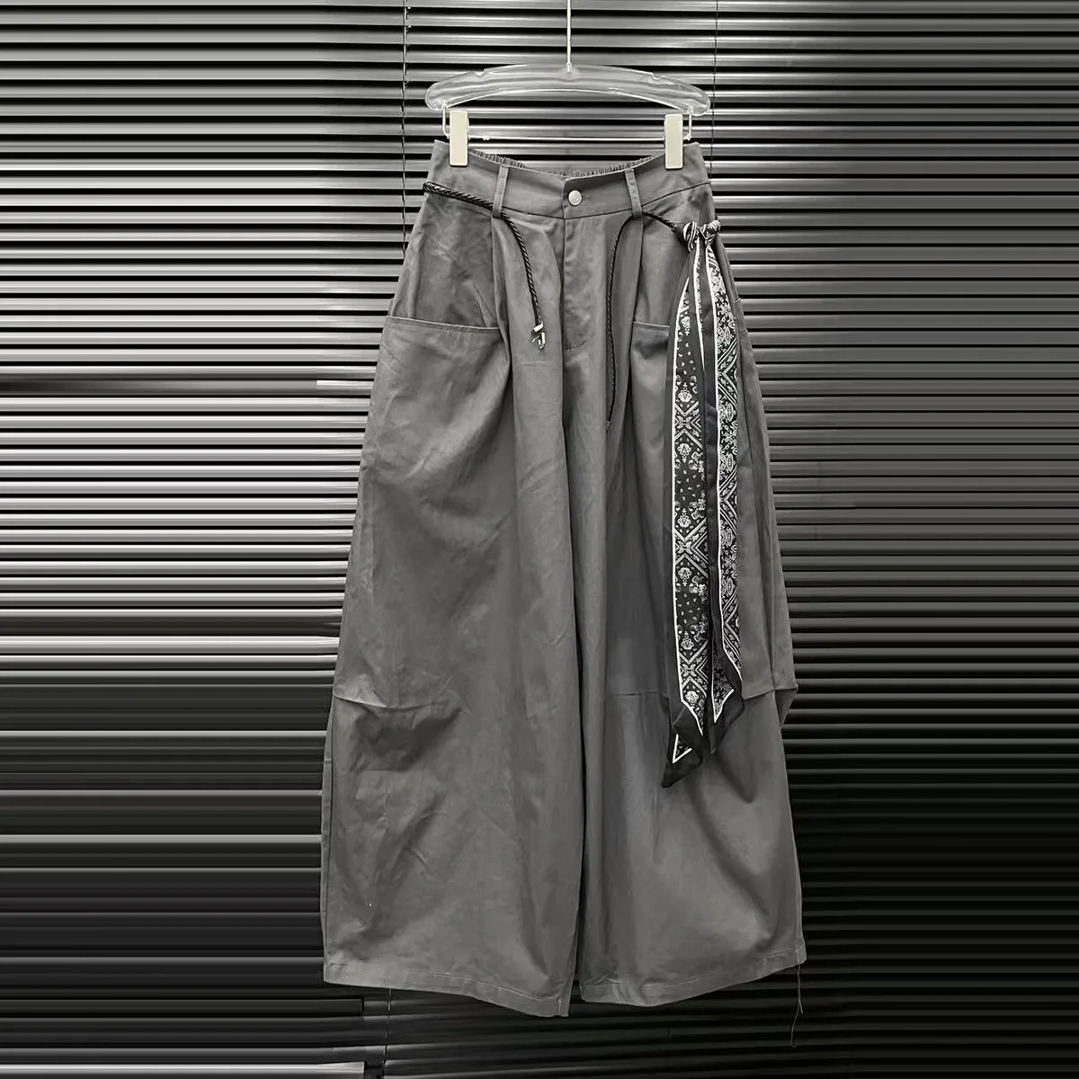   STUDIO 여성용 캐주얼 팬츠 벨트와 스카프 포함 와이드 레그 워크웨어 하이 웨이스트 루즈핏 패셔너블 초가을 신상품