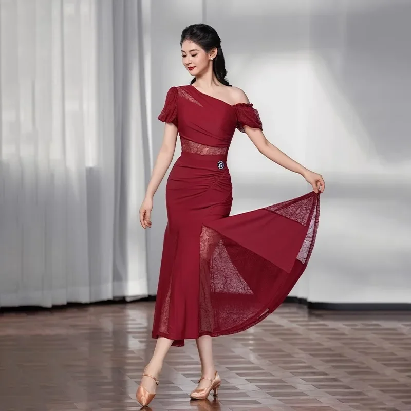 

Customized Modern Dance Dress Female Waltz Dance National Standard Dance Joint Practice Clothes Set Dresses for Women