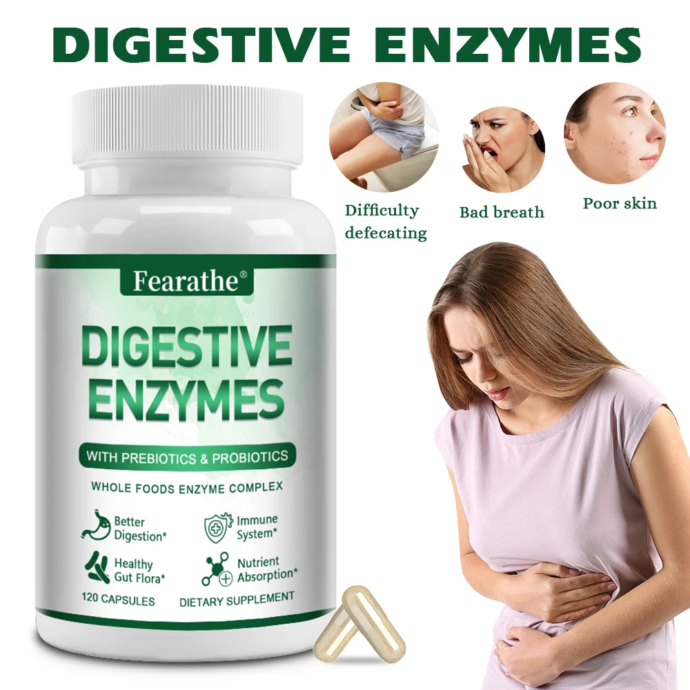 Digestive Enzymes Capsules with Prebiotics & Probiotics, Colon Detoxification, Digestion, Gut & Immune Support Supplement