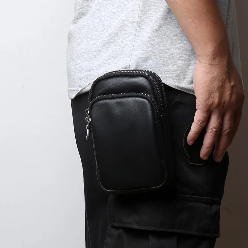 Sac de taille en cuir véritable pour hommes, avec ceinture en cuir, couche de bandeau en cuir de vache, loisirs multifonctionnel, grande capacité, sac à la mode