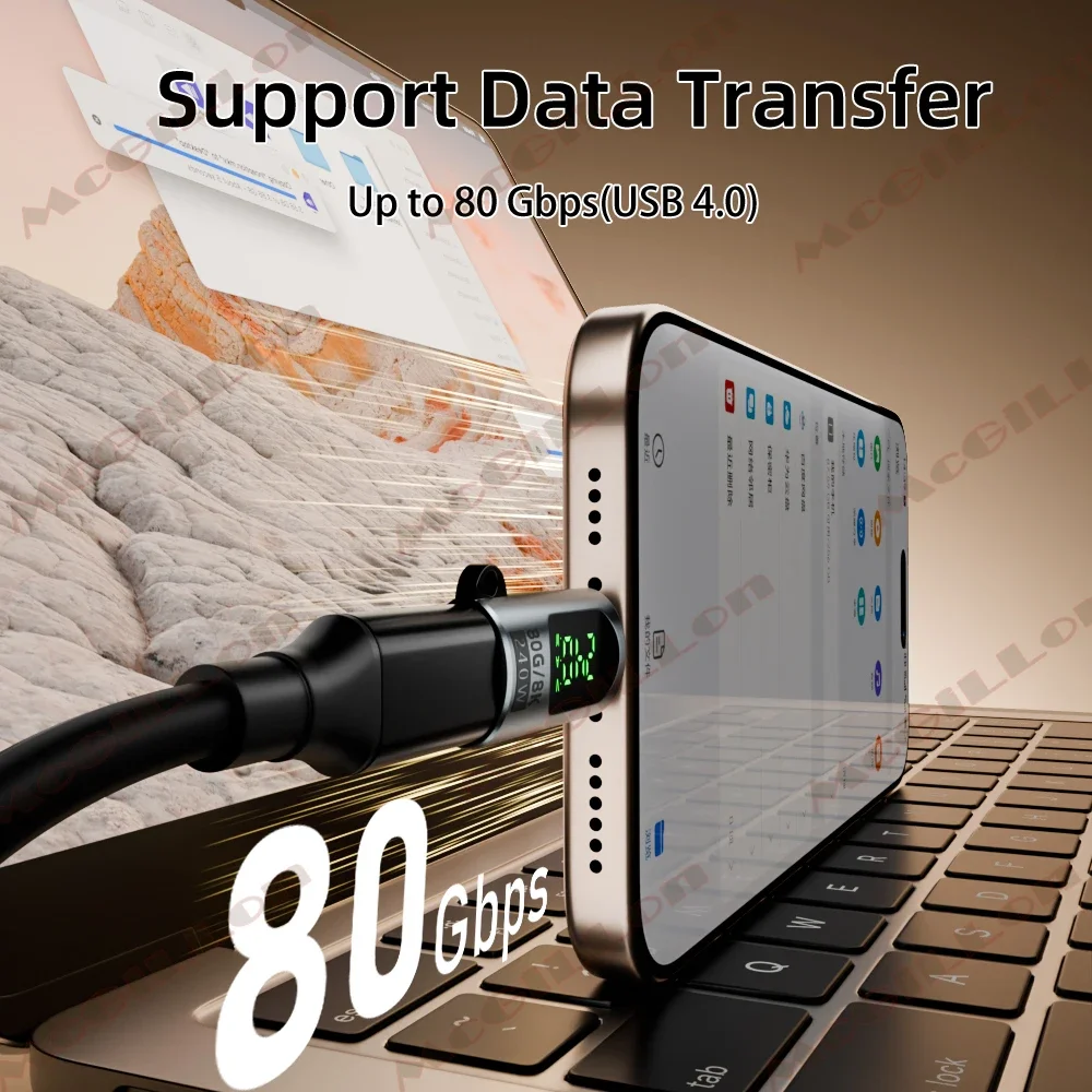 USB 4.0 80 Gbit/s PD 240 W Digitalanzeige-Adapter Typ C auf Typ C Schnellladeanschluss für iPhone 16 Samsung Laptops Konverter – Detail 2