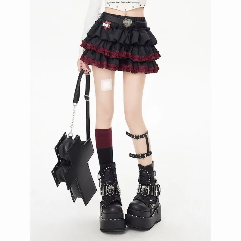 Halloween National Fashion Three-layer Cake Skirt Soft Girl Y2K Punk Tutu Skirt Layered with Pumpkin Cake Bud Skirt