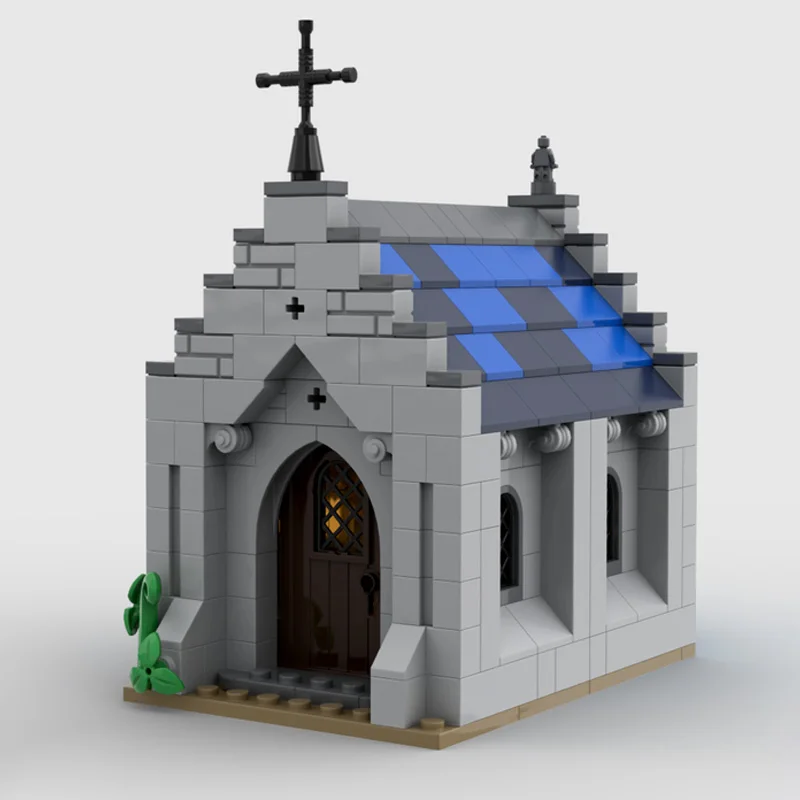 Juego de bloques de construcción MOC personalizados, modelo de árbol y capilla Medieval en miniatura, Kit de montaje creativo DIY para entusiastas de la arquitectura