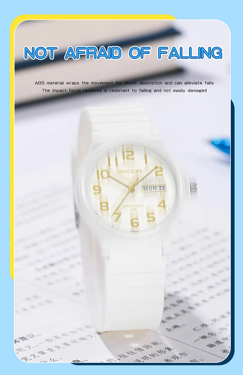 SANDA 9072 Personalized Casual Simple Waterproof Night Light Date Silicone Strap Youth Quartz Watch Men's and Women's Gifts