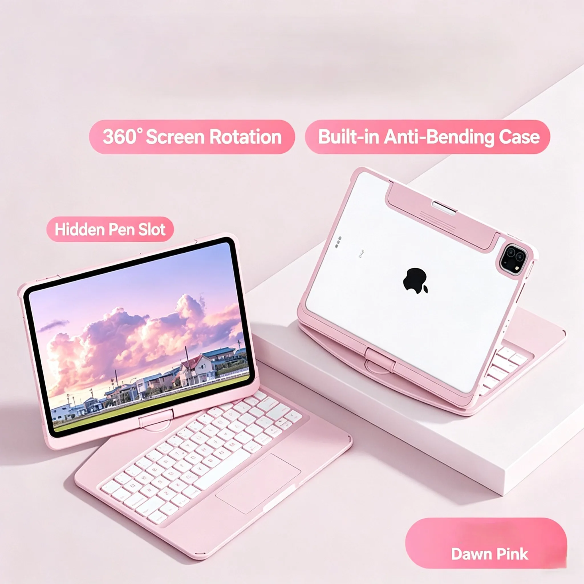 Wireless Bluetooth Rotatable Magic Keyboard For iPad Air7 6 5 4 iPad 11 A16 10th mini6 7 Case For iPad Pro 11 13 M4 Pro 12.9