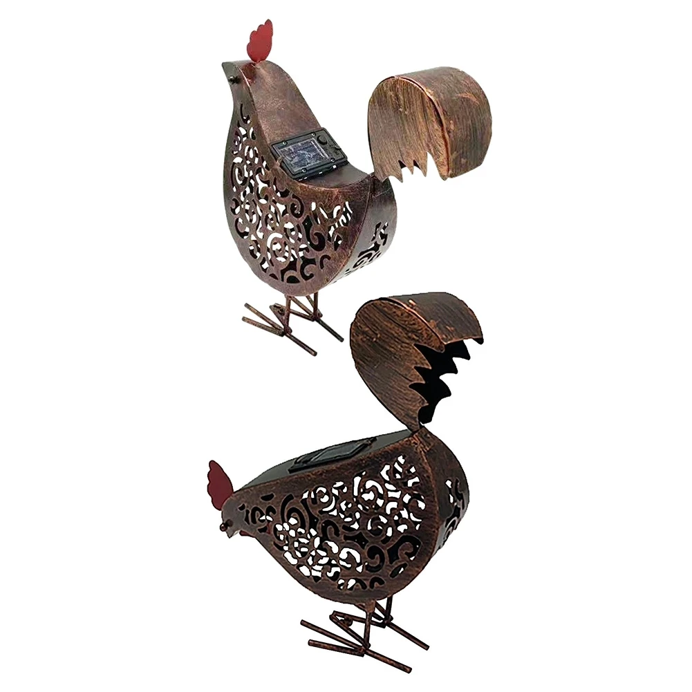 ABNG солнечные фонари из кованого железа с курицей, ретро полые солнечные фонари с ручкой, уличные солнечные садовые фонари, декор для двора