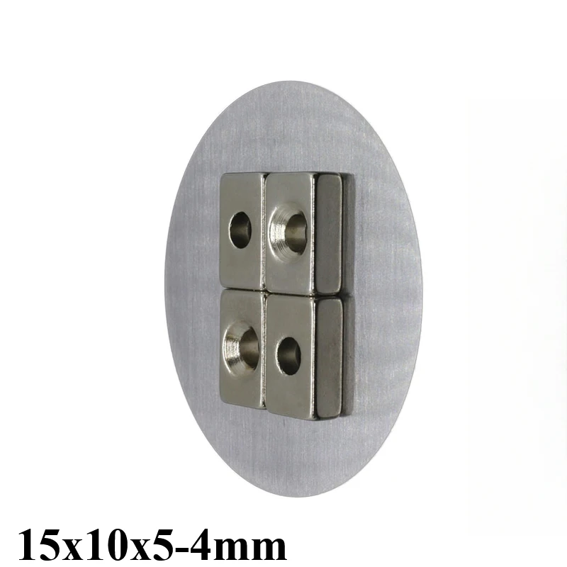 15x10x5-4mm Strong Magnet 15x10x5 hole 4mm Block  Magnet 15x10x5mm-4mm For Home Refrigerators, Offices DIY 15*10*5-4 mm