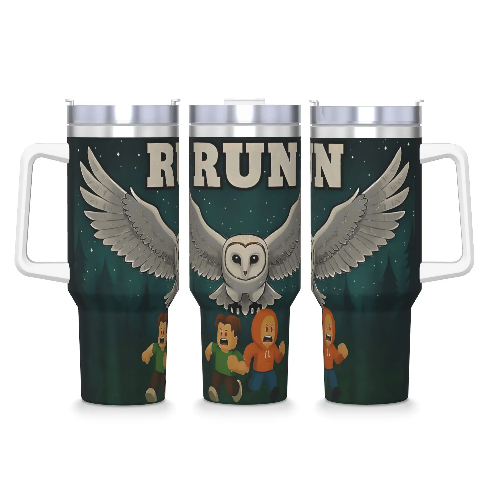 Run 99 Nights Halloween Gamer Owl Stainless Steel Tumbler  Driving Car Mugs 40oz Coffee Mug Heat Preservation Cold Drink Bottle