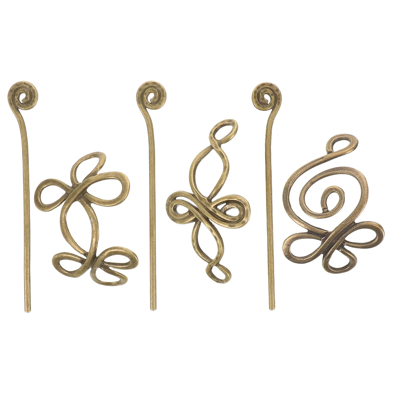 3Pcs Vintage Metal Hair Accessories Set Ancient Style Viking Inspired Chinese Hairpins for Ladies Bride Hair Accessories