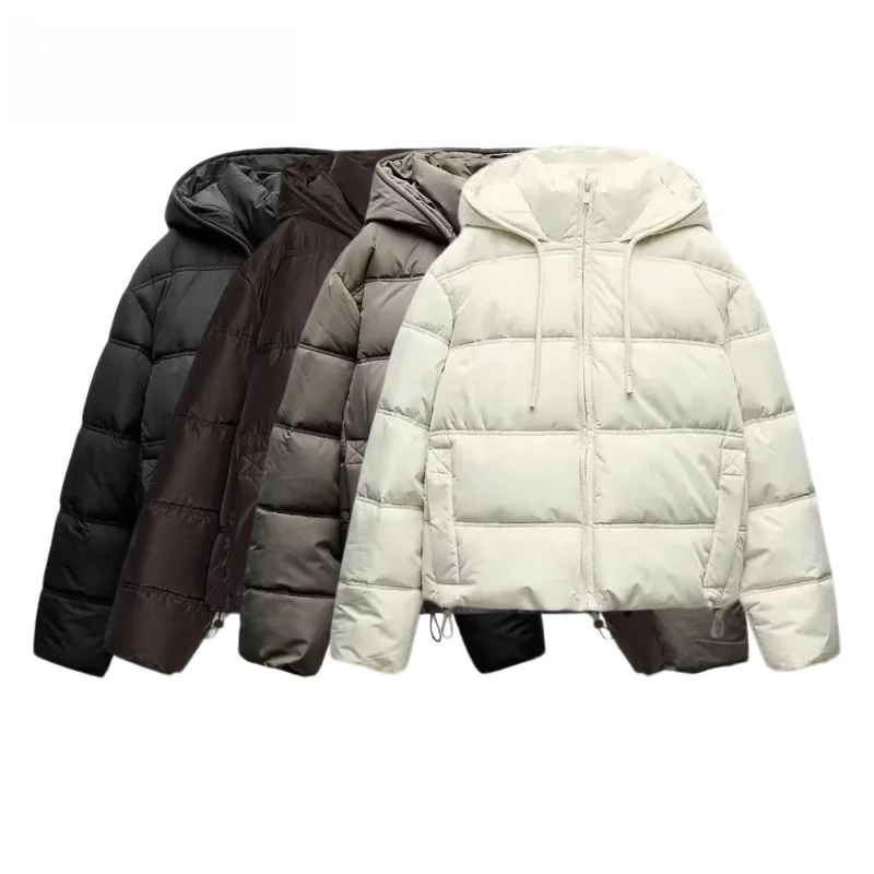 

Новое осеннее поступление, женская верхняя одежда из хлопка с высоким воротником и длинным светом, цветная застежка-молния с капюшоном