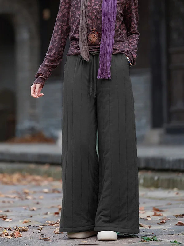 Pantaloni invernali in cotone Thiened Pantaloni a gamba larga a vita alta da donna Capispalla Pantaloni lunghi larghi Cuciture calde