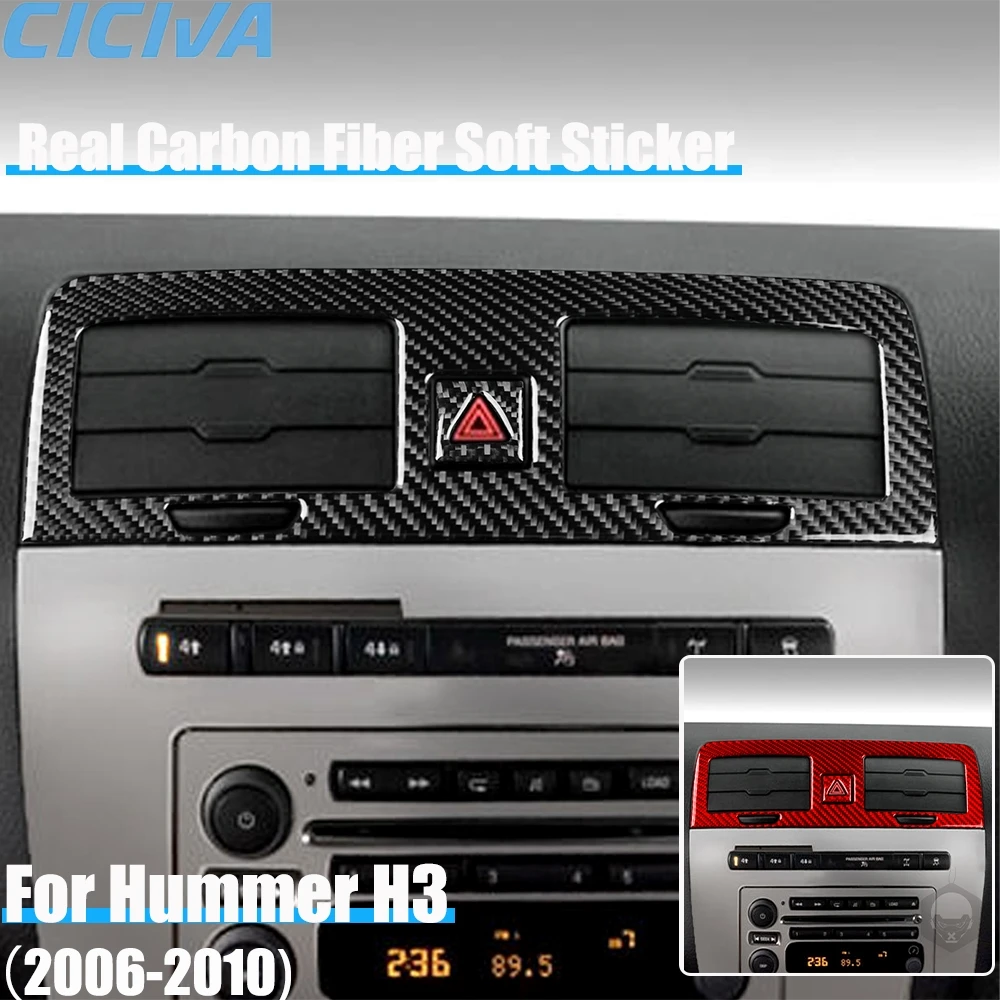 

Настоящие автомобильные аксессуары из углеродного волокна, центральный вентиляционный комплект, декоративная накладка, мягкая наклейка для Hummer H3 2006 2007 2008 2009 2010