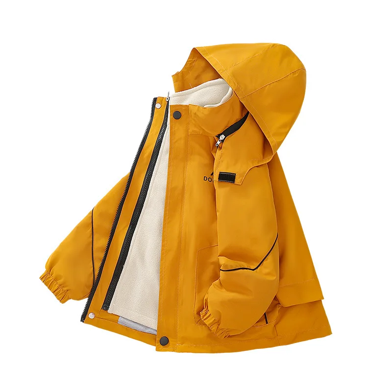 

Флисовая куртка для мальчиков, новинка 2024, весна, осень и зима, ветрозащитная и водонепроницаемая детская утолщенная куртка «три в одном» для мальчиков