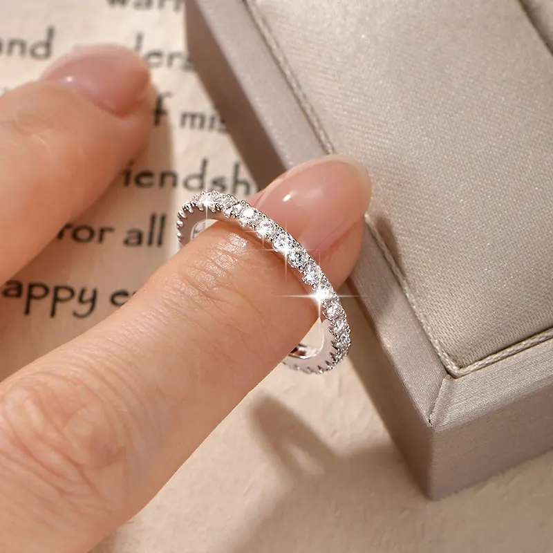 

Ehhai D Color VVS1 Lab Created Imitation Diamond Moissanite Eternity Band for Women Engagement Rings Wedding Fine Jewelry Gifts