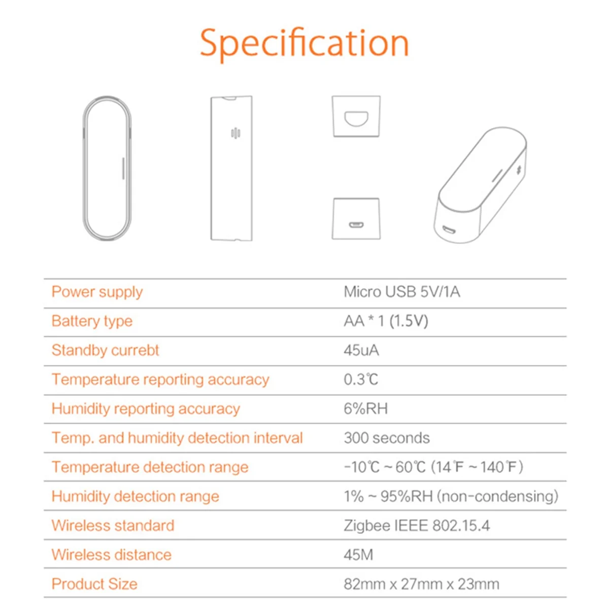 WiFi Hygrometer Thermometer Sensor Smart Temperature Humidity Monitor, Home Kit Voice Control Support and TUYA APP