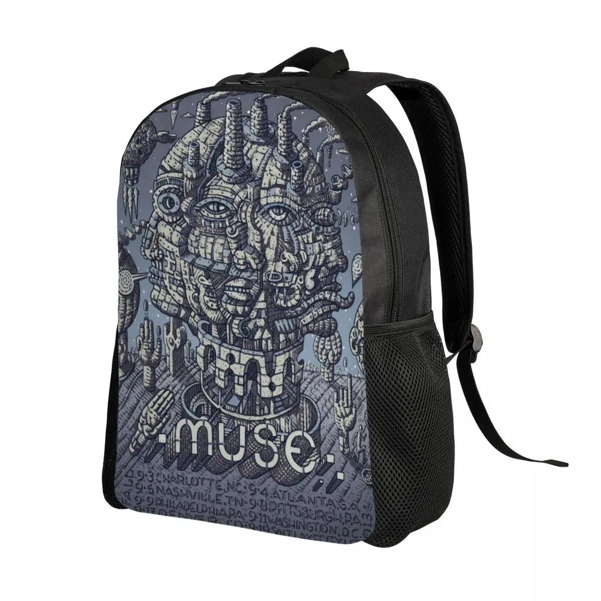 Custom M-Muses Band โปสเตอร์กระเป๋าเป้สะพายหลังสําหรับผู้ชายผู้หญิงโรงเรียนวิทยาลัยนักเรียน Bookbag เหมาะกับแล็ปท็อปขนาด 15 นิ้ว Heavy Metal Rock กระเป๋า