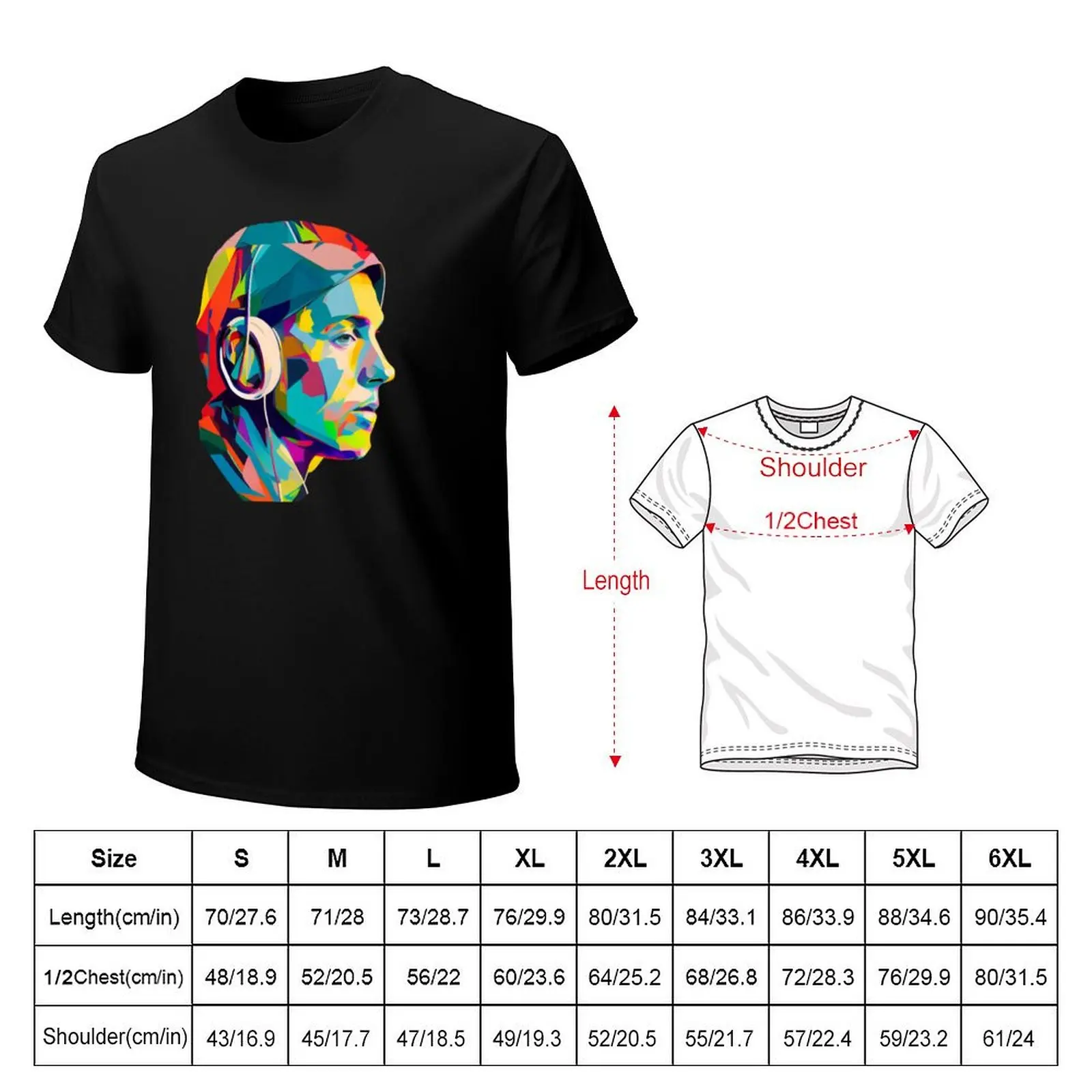 hip hop singer music wpap headset colorful T-Shirt Soft Durable Cotton T-Shirt