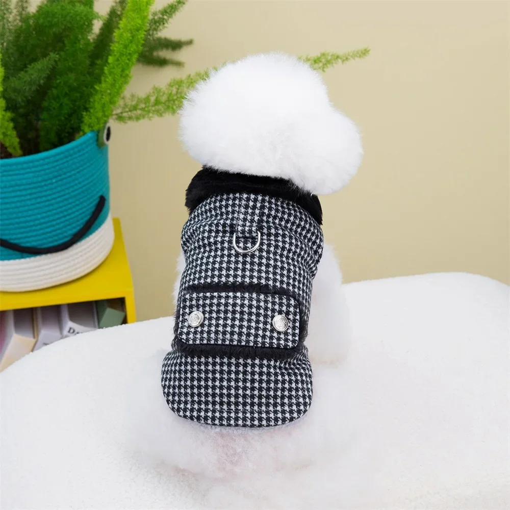 New Pet Dog Cat Clothes Winter Fur Collar Small Dogs Puppy Coat Cotton Pet Jacket Outfits Clothing for Small Dog Outfits