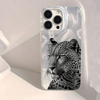 Phone Case for iPhone 14 13 15 16 Pro Max 16E 11 12 8 7 Plus X XR XS SE 2022 Animal Floral & Leopard Pattern Shiny Back Cover