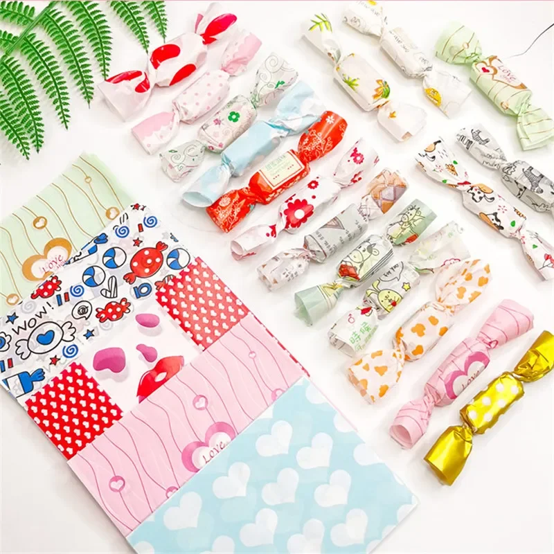 

500Pcs/Lot DIY Handmade Nougat Candy Packaging Oil Paper Milk Taffy Wrapper Children's Party Sweets Package Random Style