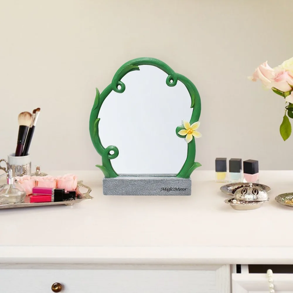 กระจกแต่งหน้ารูปไม้เลื้อยแบบพกพา ความคมชัดสูง ทนทาน พร้อมฐาน กระจกแต่งหน้าขนาดเล็กสำหรับใช้ในบ้านและการเดินทาง