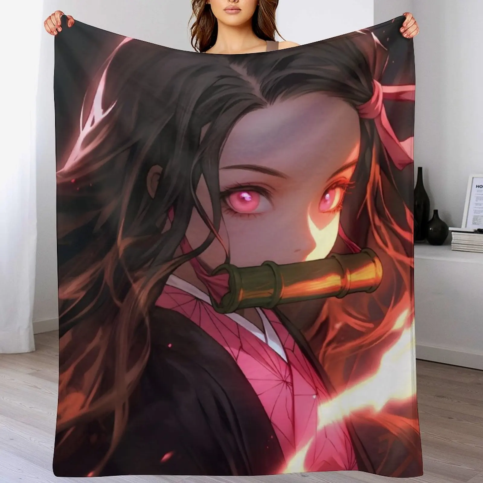 Nezuko DS Cute Anime Girl Throw Blanket Decorative Sofa christmas gifts Blankets