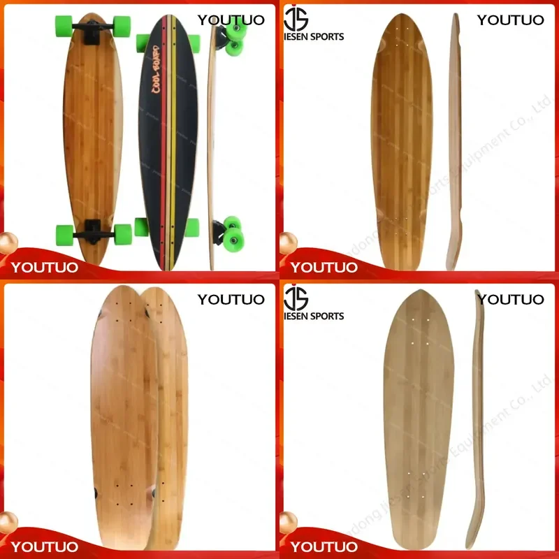 JIESEN OEM Double Professional Bamboo Deck Longboard Skateboard Fiber Deck with Special Bamboo Design