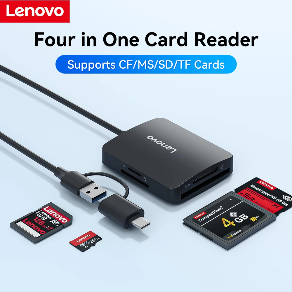 Lenovo H104 USB 3.0 Single Card Reader Portable High Speed Single Card Reader for SD TF Micro SD Memory Card