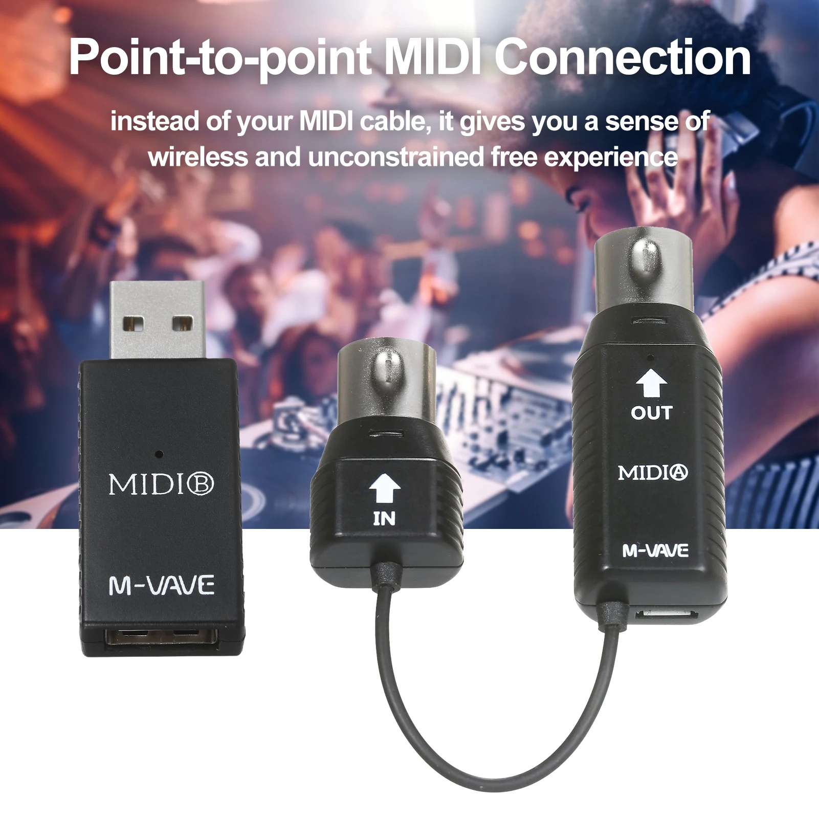 M-VAVE MIDI System Wireless Transmission System MIDI Wireless Adapter Plug and Play Support Wins System Smart Phone