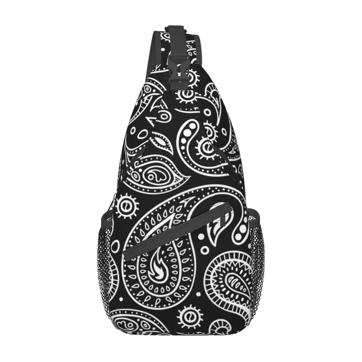 Bandana Paisley Pattern Crossbody Sling Bags, Small Chest Bag, Initiated Backpack, Daypack, Randonnée, Outdoor Biking Pack