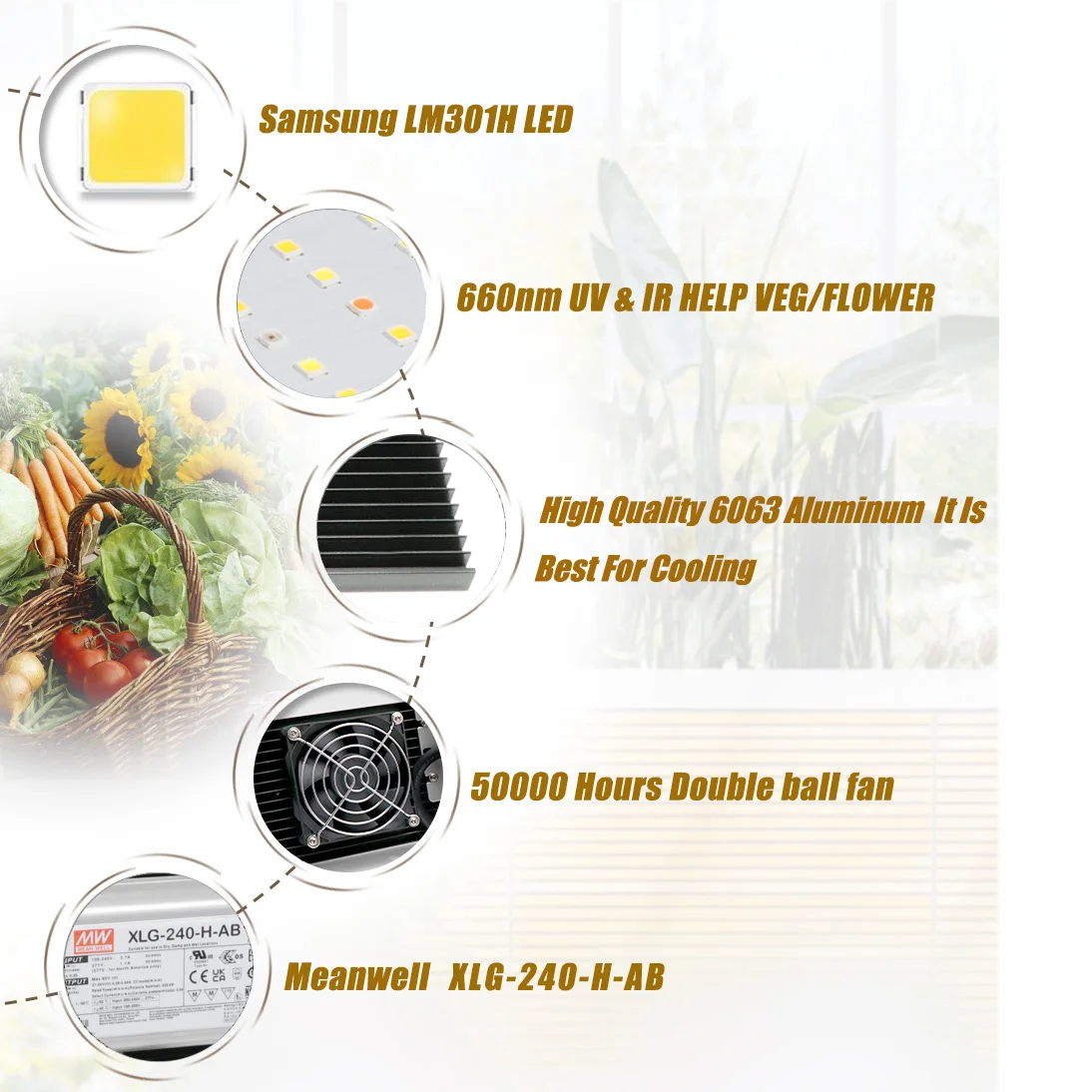 Yxo full spectrum 240W LED growth lamp hydroponic Lm301B Lm301H chip LED growth lamp