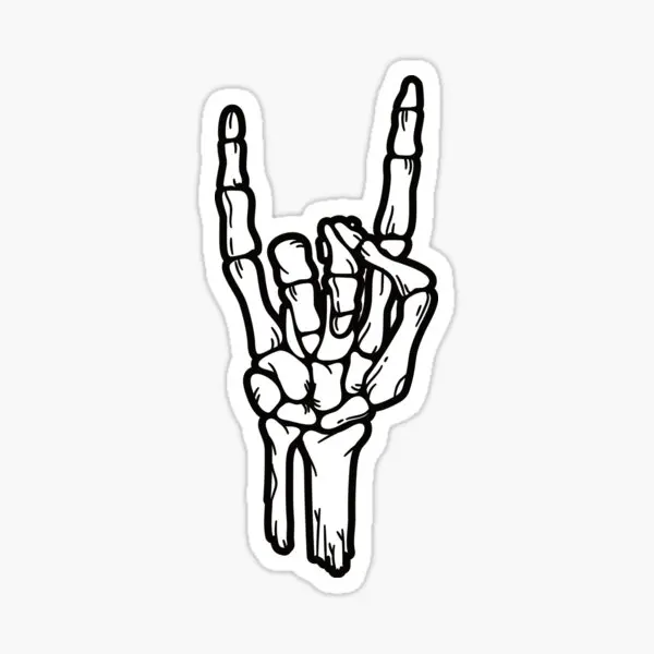 Rock And Roll Skeleton Hand  5PCS Stickers for Funny Luggage Room Kid Art Cute Water Bottles Anime Stickers Home Laptop