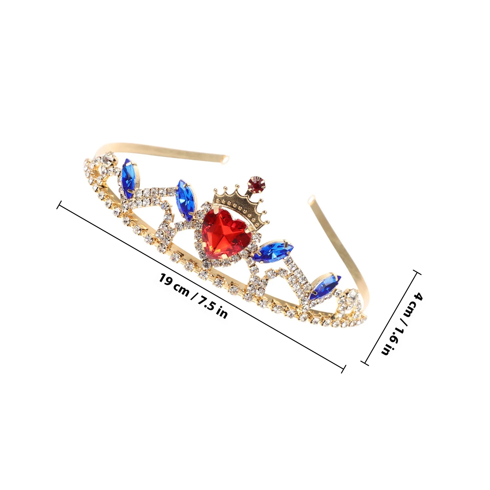 1 Piece Tiara Headband Rhinestone Inlaid Crown Design Elegant Birthday Party Hair Accessory for Small Crystal