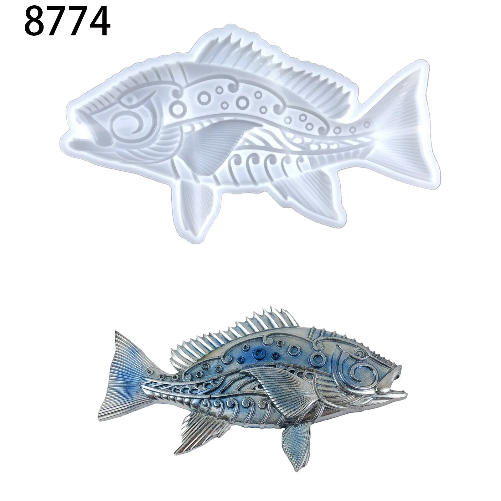 New Silicone Mold for Relief Fish Ornament Wall Decorative Mold Piece Semi-Three-Dimensional Mechanical Fish Resin Casting Molds