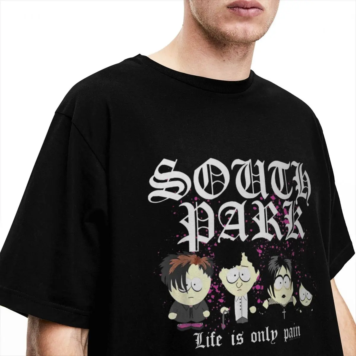 Uomo Donna T-shirt Southpark Goth Kids Life Is Only Pain Stuff Umorismo 100% cotone Manica corta T-shirt Girocollo Top Taglie forti