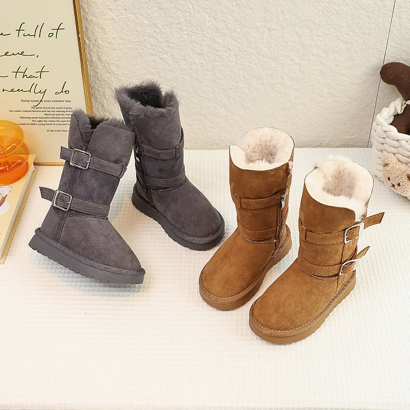 little-girls-thick-plush-lined-mid-calf-boots-with-double-buckle-2025-new-winter-kid-leather-boots-non-slip-versatile-snow-boots
